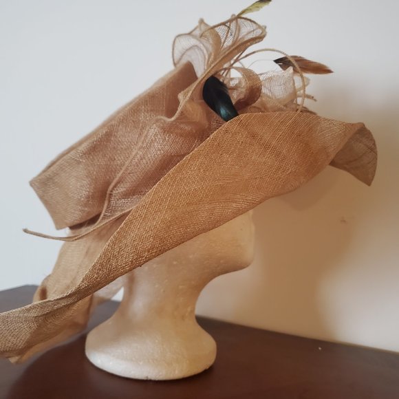 Paris Handmade Large Brim Red Fuchsia Organza Hat | Ascot Derby Event Fascinator main image 4